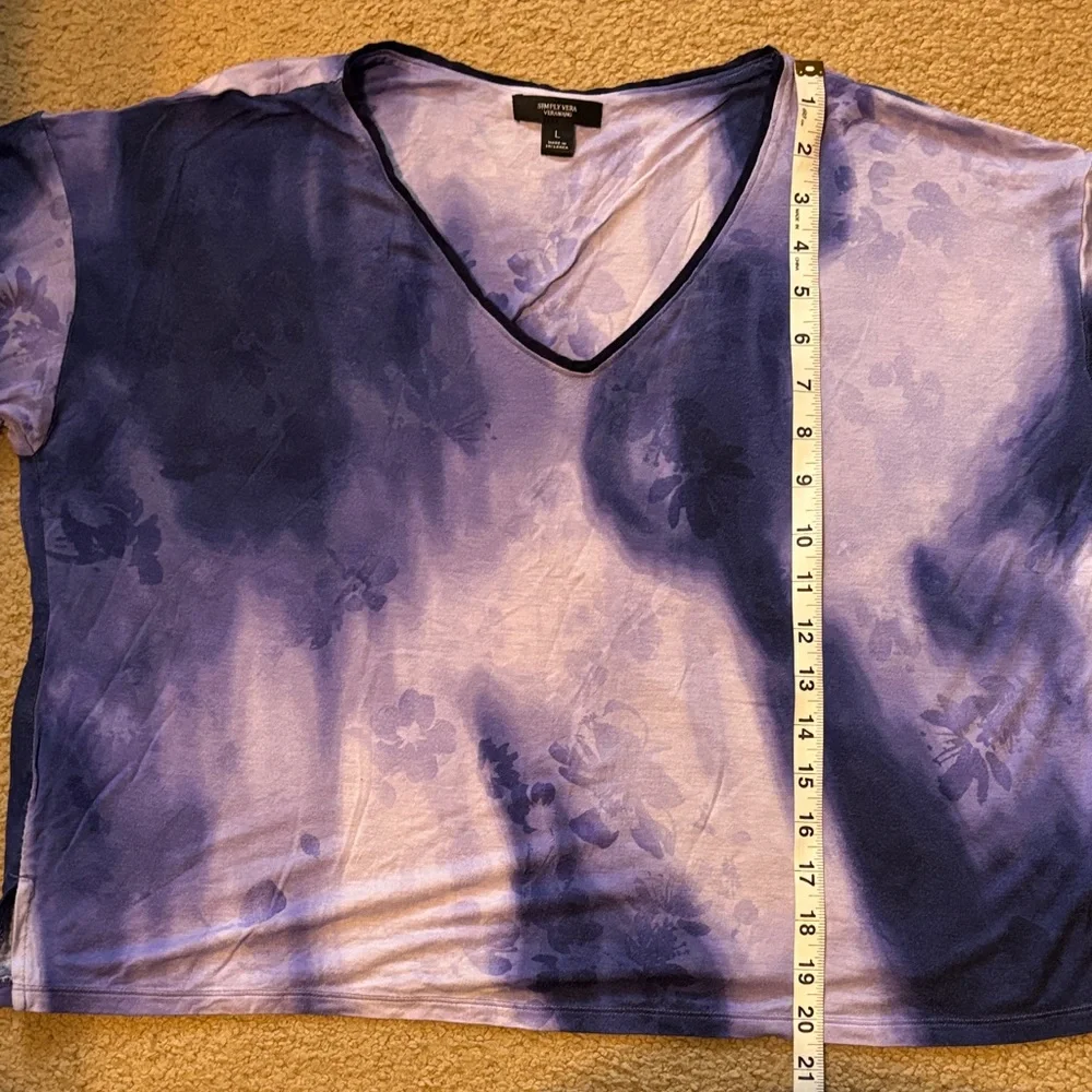 Simply Vera Wang Purple Floral Short Sleeve Tee & Short Lounge Set Size L